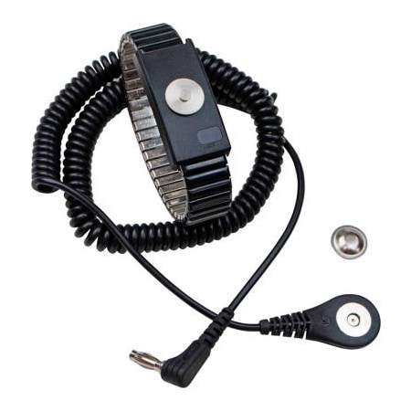 Desco Industries Inc Desco Jewel MagSnap Adjustable Metal Wrist Strap 09204 6 Ft Cord - Black 9204